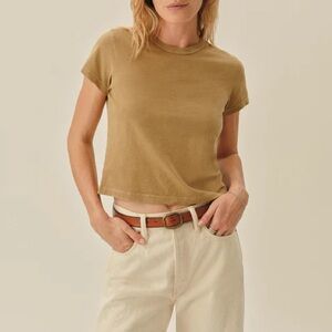 Buck Mason Pima Boxy Crew in Faded Yellow Venice Wash 💛